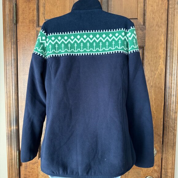 Nautica Navy Blue & Green w/Anchors Zip-Up Fleece Large - Picture 10 of 13